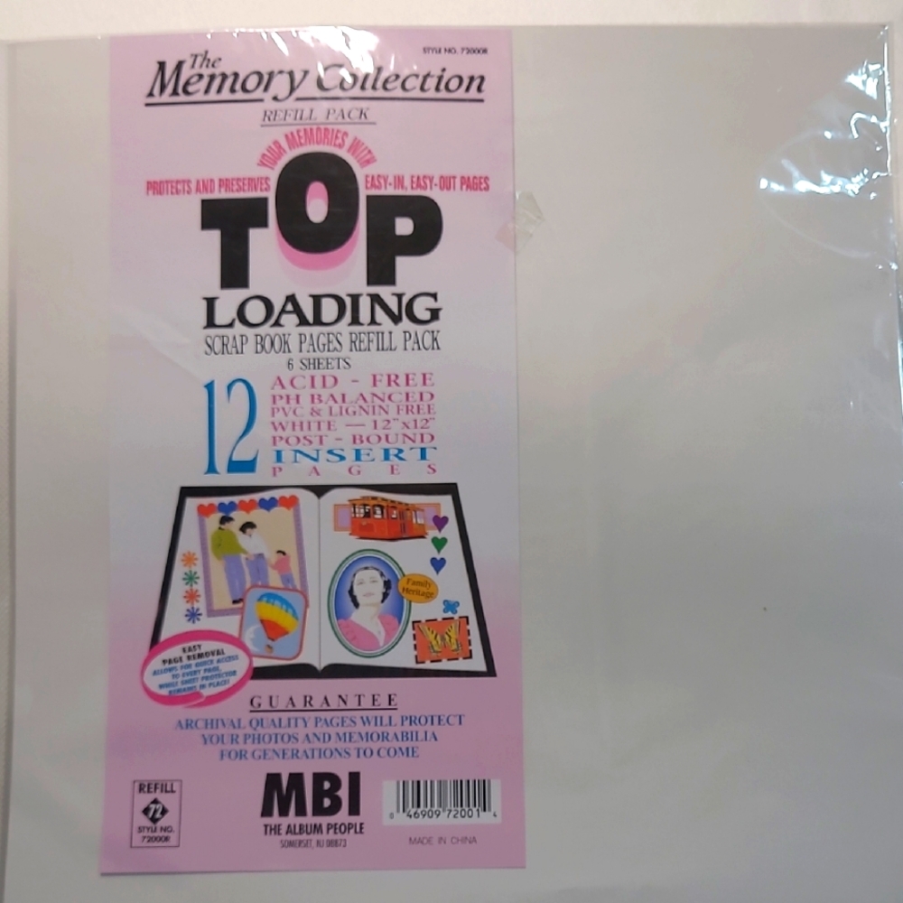 The Memory Collection Top Loading Scrapbook Pages Refill Pack 5 Sheets 10 Pages - Picture 4 of 6